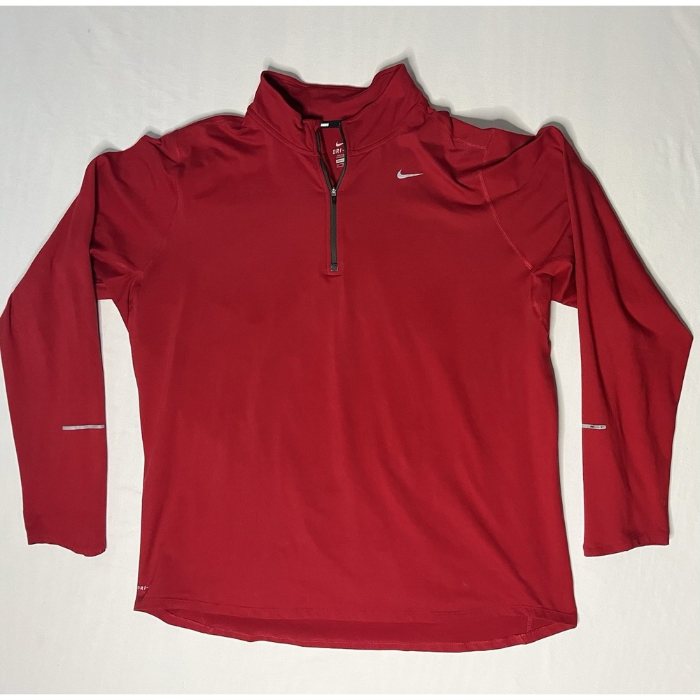 Nike Dri Fit Element 1/4 Zip Running Top Shirt Men's 2XL Red Long Sleeve 504606